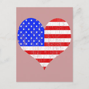 CARTE POSTALE LE COEUR DU DRAPEAU AMÉRICAIN DÉTRUIT