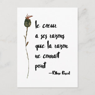 Carte Postale Le Coeur   Le Coeur A Ses Raisons   Citation d'amo