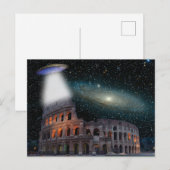 Carte Postale Le Colisée Rome Italie rencontre l'espace et l'OVN (Devant / Derrière)