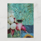 Carte Postale Le collage de la vache verte et du radis (Devant)