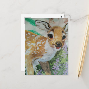 Carte Postale Le Collage du bébé cerf rétro