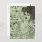Carte Postale Le collage grunge multimédia de la dame (Devant / Derrière)