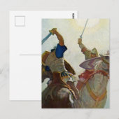 Carte Postale « Le combat à l'épée fut féroce » par NC Wyeth (Devant / Derrière)