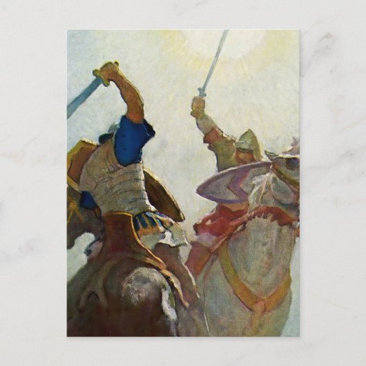 Carte Postale « Le combat à l'épée fut féroce » par NC Wyeth (Devant)