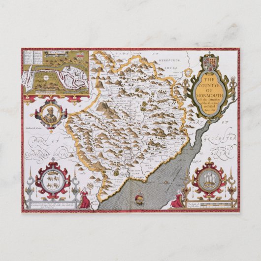 Carte Postale Le Comté de Monmouth, gravé par Jodocus (Devant)