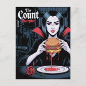 Carte Postale Le comte vampire avec un cheeseburger (Devant)