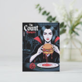 Carte Postale Le comte vampire avec un cheeseburger (Debout devant)