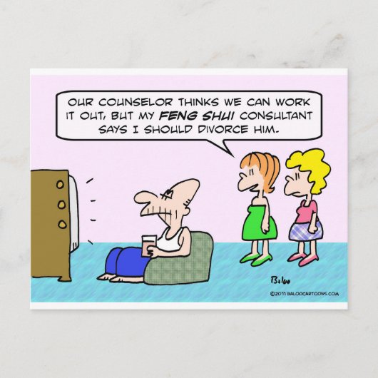 Carte Postale Le conseiller Feng Shui recommande le divorce. (Devant)