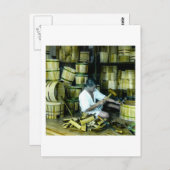 Carte Postale Le Cooper fabrique des fûts dans le Vieux Japon Vi (Devant / Derrière)