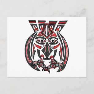 Carte Postale Le corbeau haida et le saumon