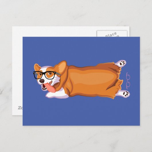 Carte Postale Le corgi Sploot (Devant / Derrière)