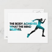 Carte Postale Le CORPS atteint ce que l'ESPRIT croit Cyan (Devant / Derrière)