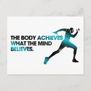 Carte Postale Le CORPS atteint ce que l'ESPRIT croit Cyan