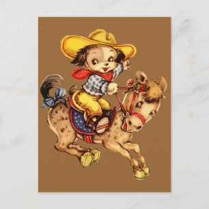 Carte Postale Le cow-boy chiot sur son cheval