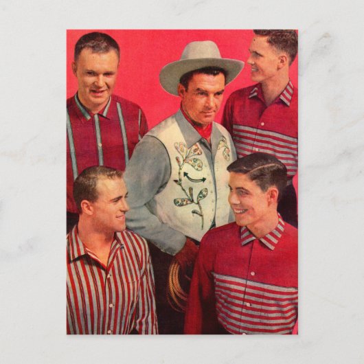 Carte Postale Le cow-boy Paw des années 1950 et ses garçons (Devant)