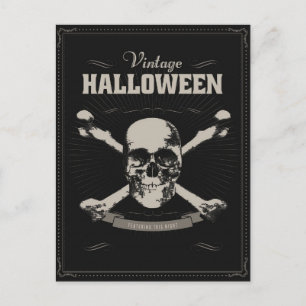 Carte Postale Le Crâne Avec Crossbones Sur Un Arrière - plan Noi