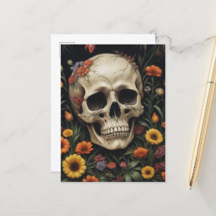 Carte Postale Le crâne humain en fleurs