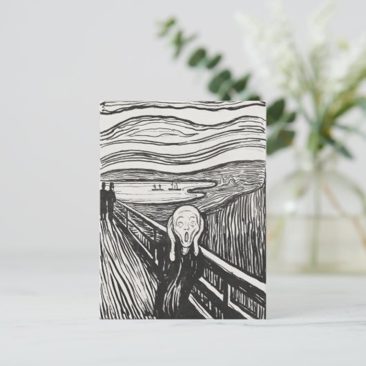 Carte Postale Le cri d'Edvard Munch noir et blanc (Debout devant)