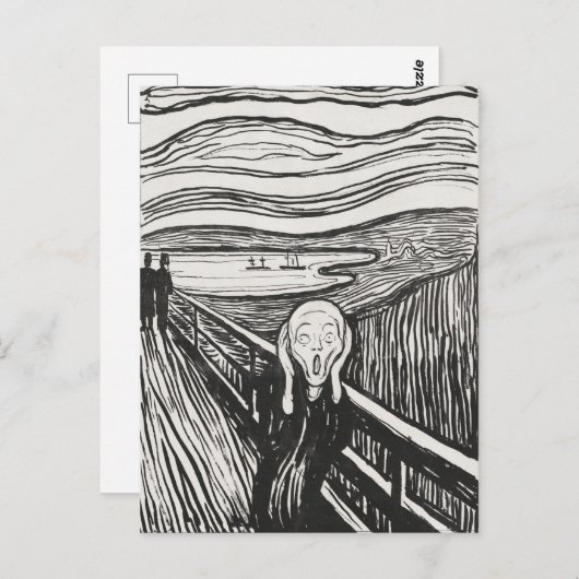Carte Postale Le cri d'Edvard Munch noir et blanc (Devant / Derrière)
