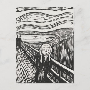 Carte Postale Le cri d'Edvard Munch noir et blanc