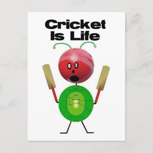 Carte Postale Le cricket est la vie (Devant)