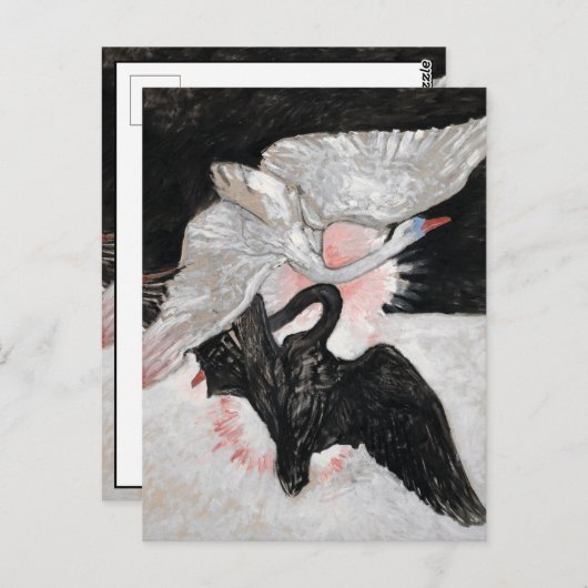 Carte Postale Le Cygne, Groupe IX, No 2 par Hilma af Klint (Devant / Derrière)