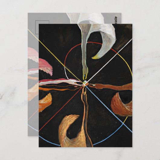 Carte Postale Le Cygne, Groupe IX, No 7 par Hilma af Klint (Devant / Derrière)