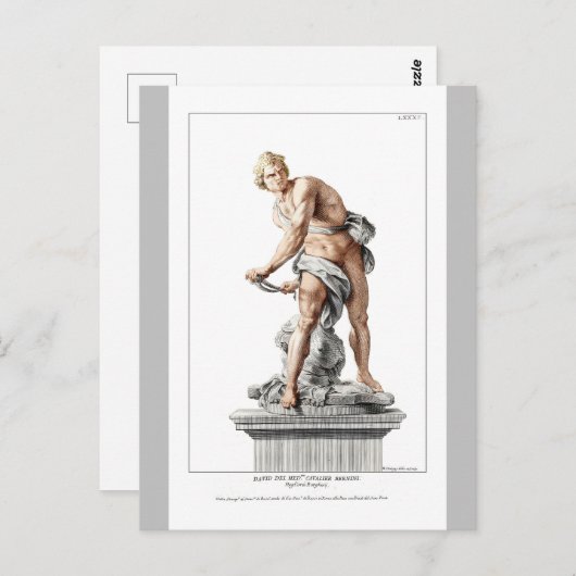 Carte Postale Le David de Bernini dans une gravure de Nicolas Do (Devant / Derrière)