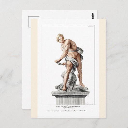 Carte Postale Le David de Bernini dans une gravure de Nicolas Do (Devant / Derrière)