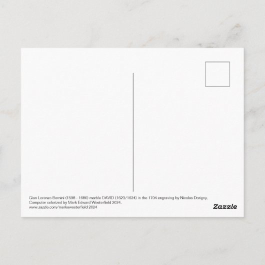 Carte Postale Le David de Bernini dans une gravure de Nicolas Do (Dos)