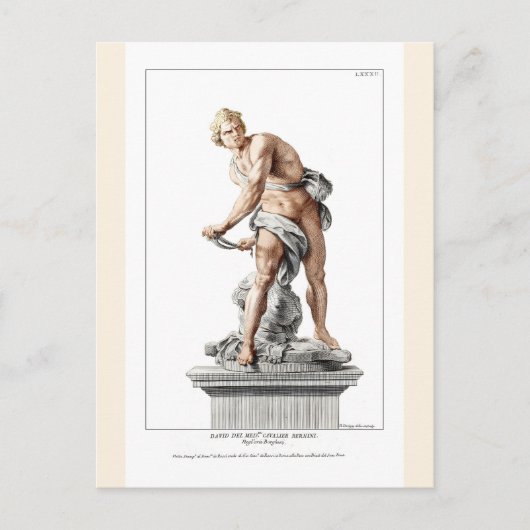 Carte Postale Le David de Bernini dans une gravure de Nicolas Do (Devant)