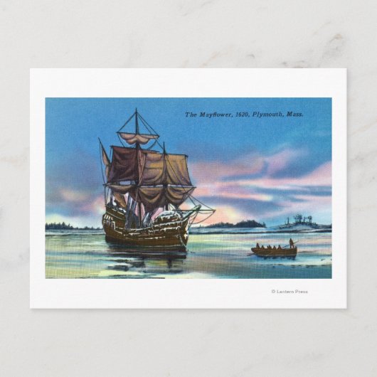 Carte Postale Le débarquement de Mayflower en 1620 (Devant)