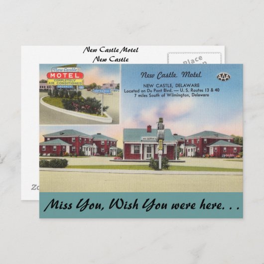 Carte Postale Le Delaware, nouveau motel de château (Devant / Derrière)