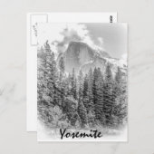 Carte Postale Le demi-dôme de Yosemite en hiver avec Yosemite Te (Devant / Derrière)