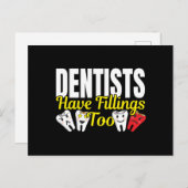 Carte Postale Le dentiste a aussi des obturations - Jeu de mots (Devant / Derrière)