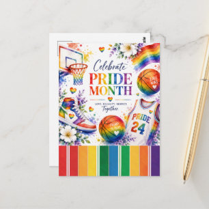 Carte Postale Le design sur le thème de l'arc-en-ciel de Basketb