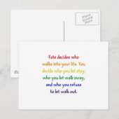 Carte Postale Le destin décide qui entre dans votre vie. (Devant / Derrière)