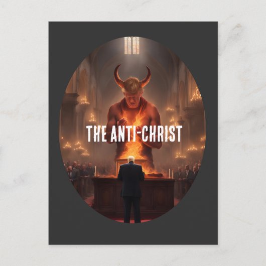 Carte Postale Le diable Trump et la prière anti-Christ (Devant)
