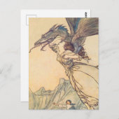 Carte Postale "Le dragon pris la reine" par Arthur Rackham (Devant / Derrière)