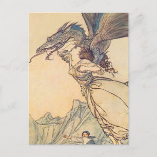 Carte Postale "Le dragon pris la reine" par Arthur Rackham