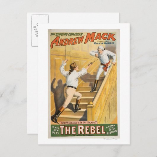 Carte Postale Le drame de la rébellion irlandaise "Rebel" - escr (Devant / Derrière)