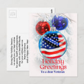 Carte Postale Le drapeau américain de Noël militaire aux anciens (Devant / Derrière)