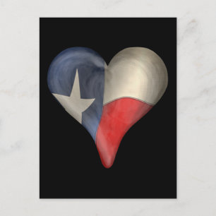 Carte Postale Le drapeau de l'État du Texas dans un coeur