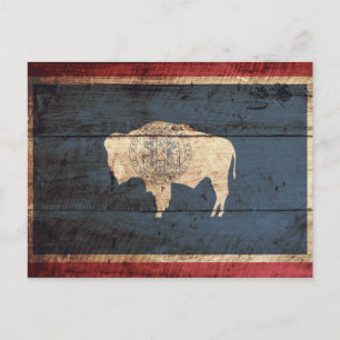 Carte Postale Le drapeau de l'État du Wyoming sur le vieux grain