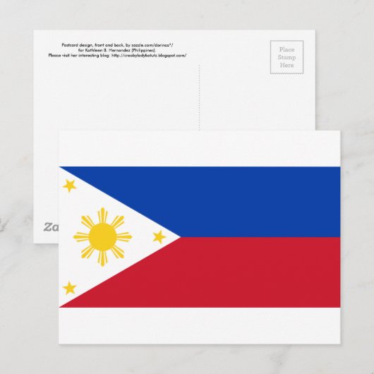 Carte Postale Le drapeau philippin (Devant / Derrière)