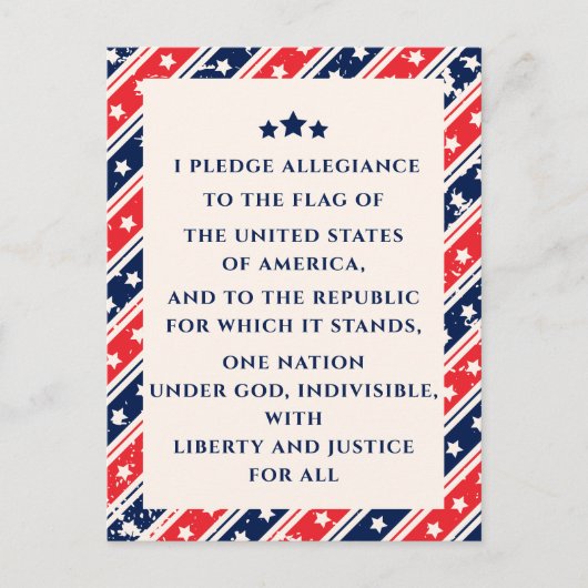 Carte Postale Le Drapeau Rouge Bleu D'Allégeance (Devant)