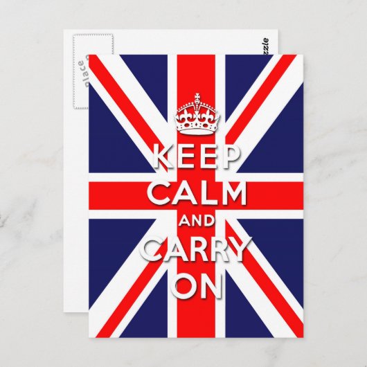 Carte Postale Le drapeau Union Jack garde le calme et continue (Devant / Derrière)
