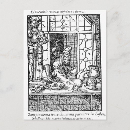 Carte Postale Le fabricant d'armures, gravé par Hartman Schopper (Devant)
