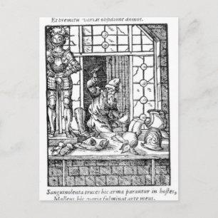 Carte Postale Le fabricant d'armures, gravé par Hartman Schopper