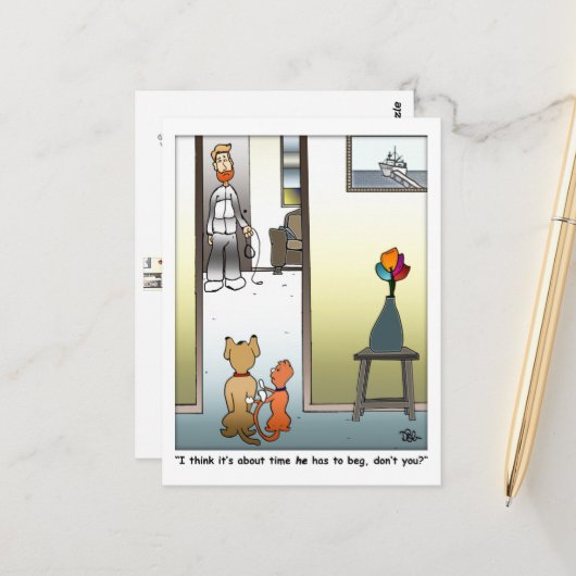 Carte postale 'Le faire mendier' (Devant/Arrière en situation)